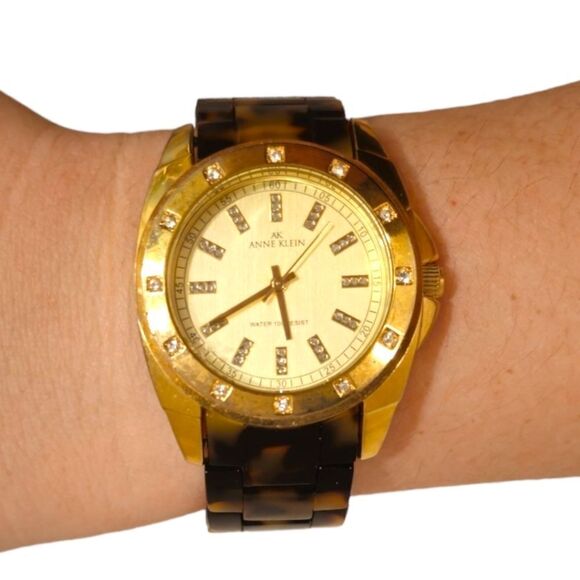 Anne Klein Gold Tone Swarovski Crystal Faux Tortoise Band (10/9178) Watch - Picture 13 of 14